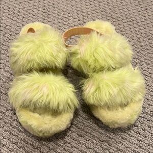 Women’s Fluffy Lime Green Sandals